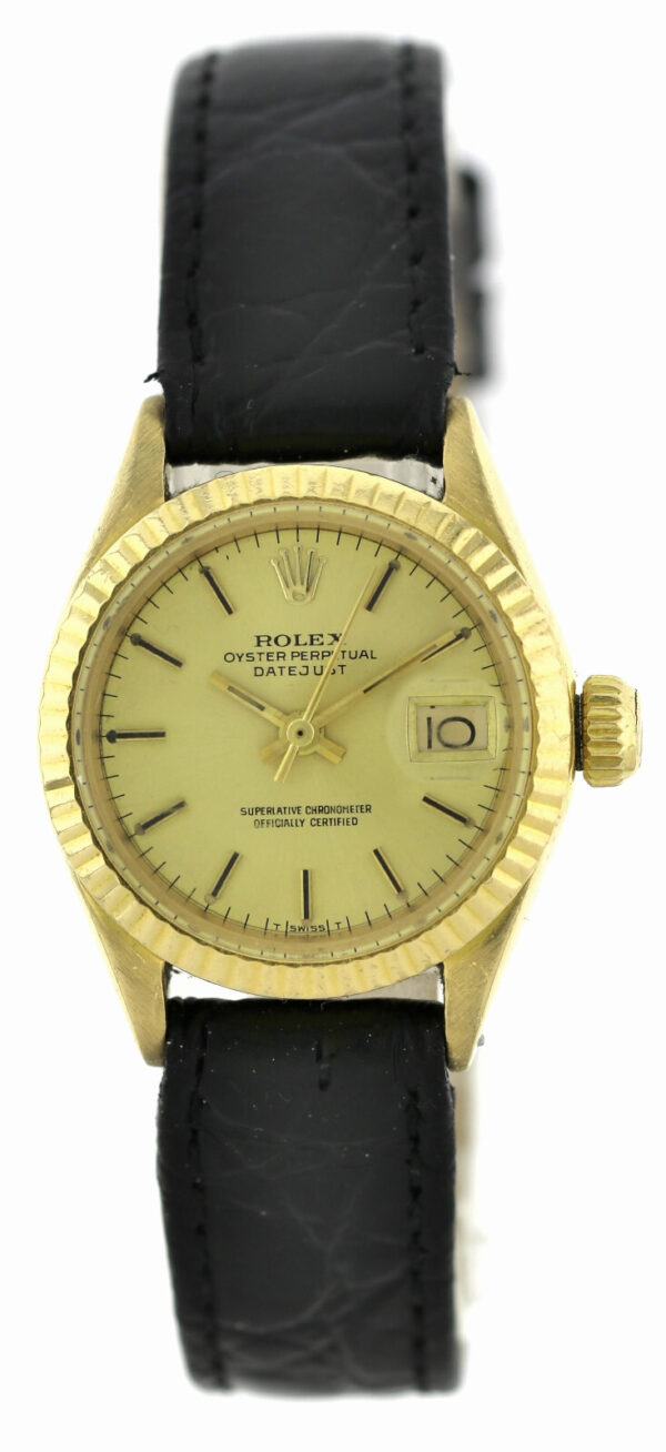 Rolex Oyster Perpetual Datejust Automatik Damenuhr Ref. 6917  26 mm 750/18k Gold – Bild 2