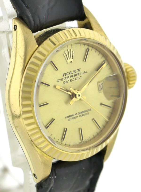 Rolex Oyster Perpetual Datejust Automatik Damenuhr Ref. 6917  26 mm 750/18k Gold – Bild 5