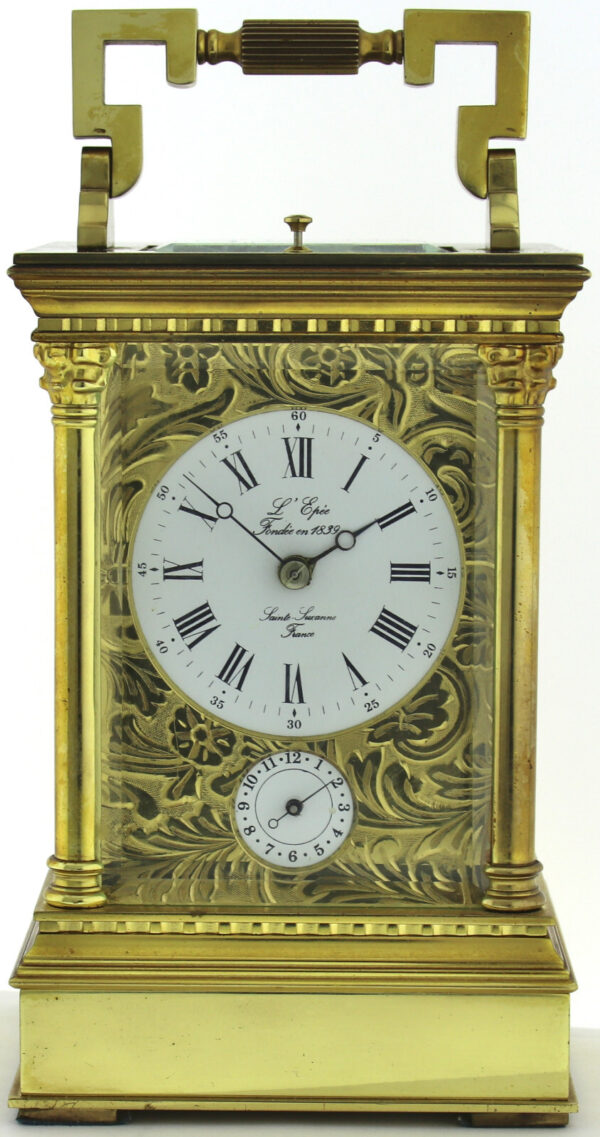 L’Epée 1839 Reiseuhr Carriage Clock Tischuhr Frankreich ½h Schlagwerk Repetition – Bild 3