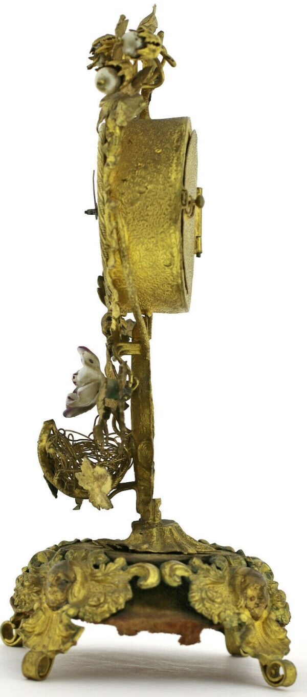 Sam Aris barocke Tischuhr Kaminuhr Pendule 1749 Spindelgang wohl feuervergoldet – Bild 3