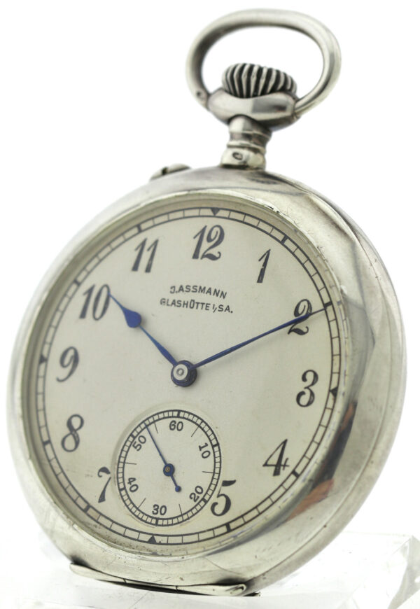 J. Assmann Glashütte i/Sa  seltene  Herren-Taschenuhr 900er Silber 51,5mm 99,8g – Bild 4