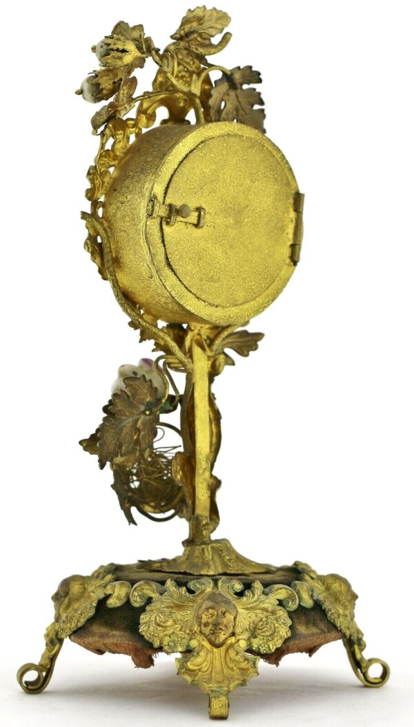 Sam Aris barocke Tischuhr Kaminuhr Pendule 1749 Spindelgang wohl feuervergoldet – Bild 4