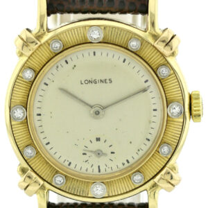 Longines Vintage Armbanduhr 14k (585) Gold  Diamantbesatz ca.29mm ca. 50er