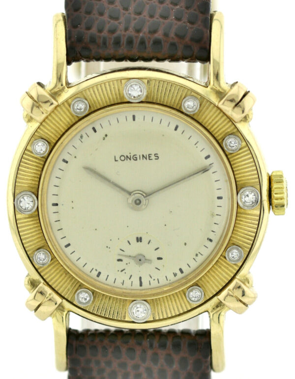 Longines Vintage Armbanduhr 14k (585) Gold  Diamantbesatz ca.29mm ca. 50er