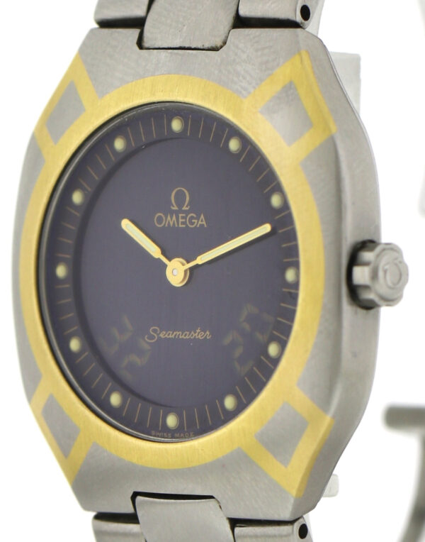 Omega Seamaster Polaris Multifunktion Stahl/750/18k Gold Quartz Uhr 36x32 Unisex – Bild 6