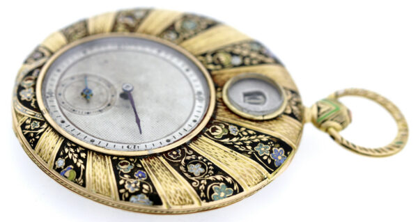 Louis Audemars Brassus Geneve Gold Emaille Taschenuhr springende Stunde Rarität – Bild 6