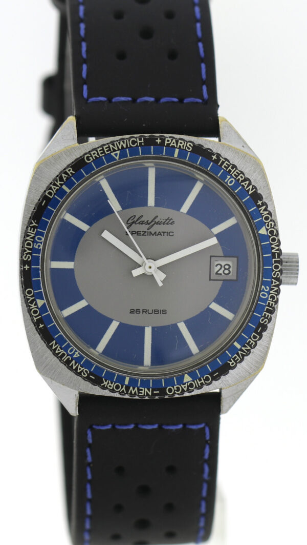 GUB Glashütte Spezimatic Weltzeit Automatik Herrenuhr  Kal. 75 Ø 36mm ~1970er