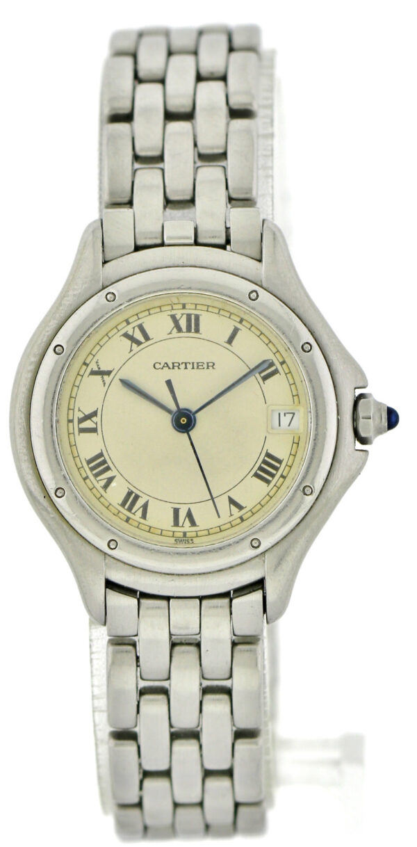 Cartier Panthere Cougar, Damen- Quarzuhr, Edelstahl Ref. 987906  Ø26mm, 1990er – Bild 2
