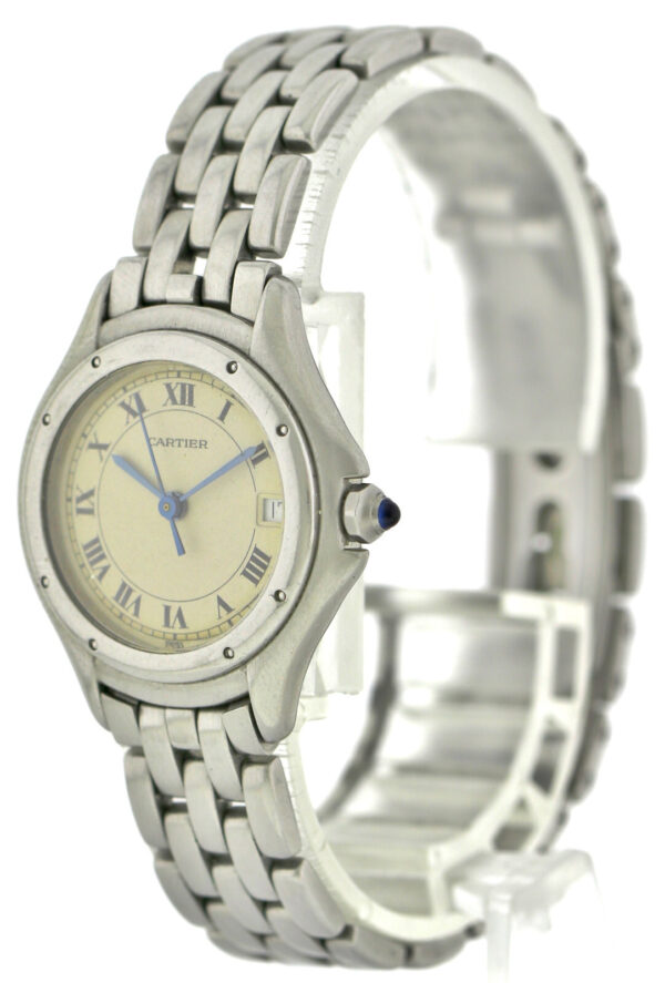 Cartier Panthere Cougar, Damen- Quarzuhr, Edelstahl Ref. 987906  Ø26mm, 1990er – Bild 4