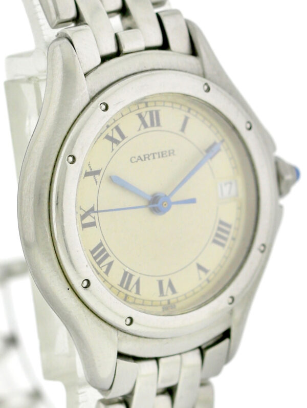 Cartier Panthere Cougar, Damen- Quarzuhr, Edelstahl Ref. 987906  Ø26mm, 1990er – Bild 5