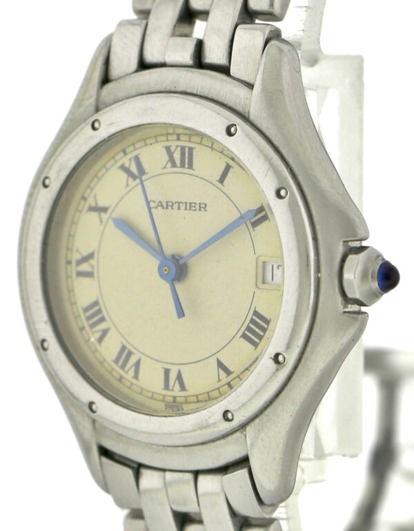 Cartier Panthere Cougar, Damen- Quarzuhr, Edelstahl Ref. 987906  Ø26mm, 1990er – Bild 6