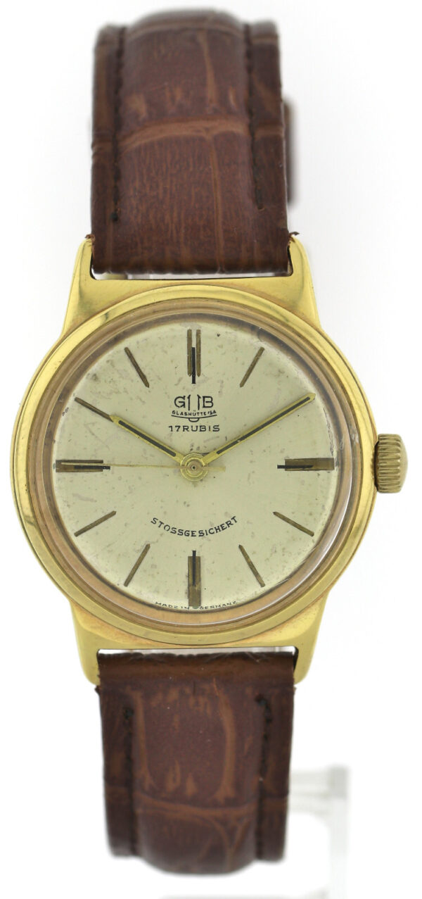 GUB Glashütte vergoldete Vintage Herrenuhr Kal.  70.1  ca. 34mm 60er Jahre – Bild 2