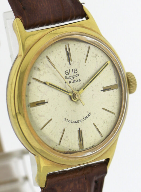 GUB Glashütte vergoldete Vintage Herrenuhr Kal.  70.1  ca. 34mm 60er Jahre – Bild 5