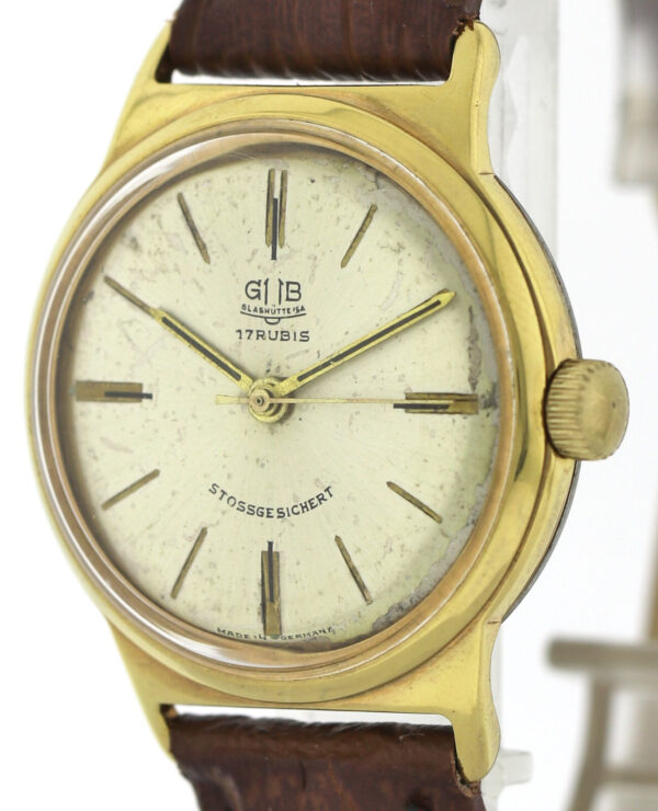 GUB Glashütte vergoldete Vintage Herrenuhr Kal.  70.1  ca. 34mm 60er Jahre – Bild 6