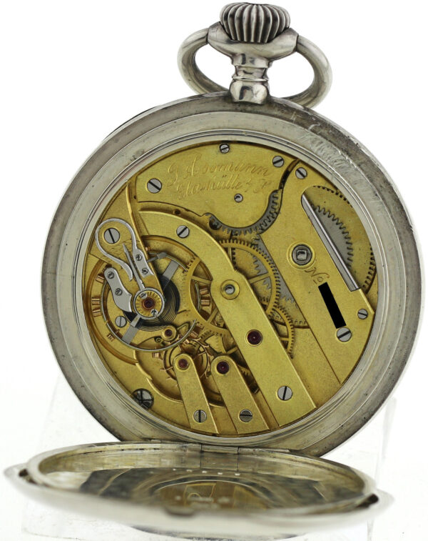 J. Assmann Glashütte i/Sa  seltene Herren-Taschenuhr 900er Silber 54mm 102,6g – Bild 11