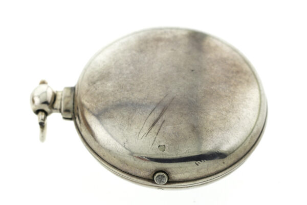 Sam Shitt Doppelgehäuse Spindel Taschenuhr Kette und Schnecke  Silber ~1740-80 – Bild 8