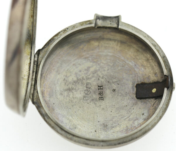 Sam Shitt Doppelgehäuse Spindel Taschenuhr Kette und Schnecke  Silber ~1740-80 – Bild 9
