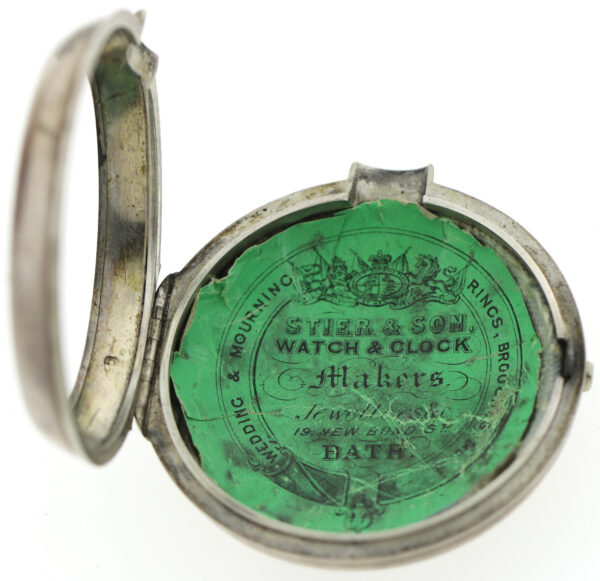 Sam Shitt Doppelgehäuse Spindel Taschenuhr Kette und Schnecke  Silber ~1740-80 – Bild 10