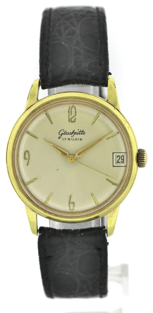 GUB Glashütte Kaliber 69.1 vergoldete Vintage Herren Armbanduhr Handaufzug 60er – Bild 2