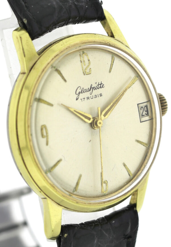 GUB Glashütte Kaliber 69.1 vergoldete Vintage Herren Armbanduhr Handaufzug 60er – Bild 5