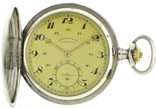 Deutsche Präzisions Uhrenfabrik Glashütte Savonette 900er Silber 1A Qualität rar – Bild 3
