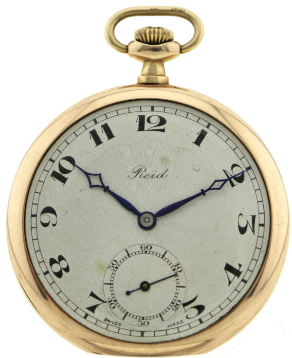 Reid, seltene, englische Herren-Taschenuhr, Open Face, 375/9k Rosé-Gold, um 1925
