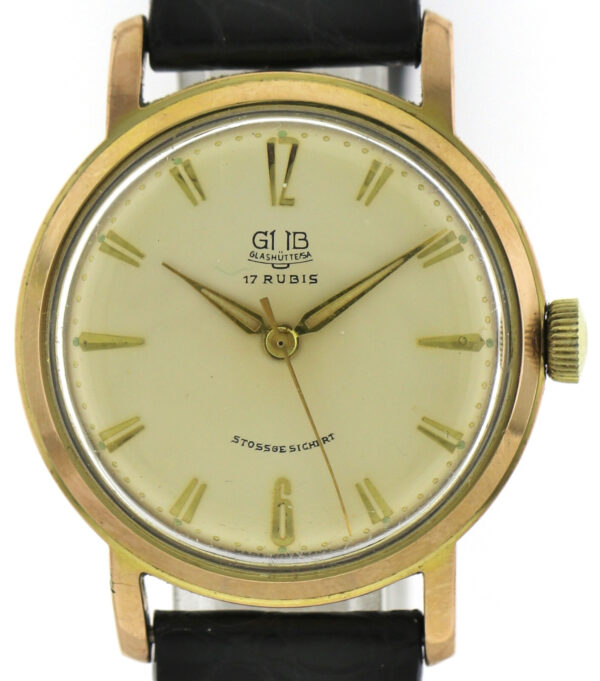 GUB Glashütte Kalibervergoldete Vintage Herrenuhr Kal.  70.1  33,5mm 60er Jahre