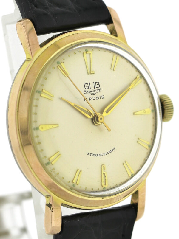 GUB Glashütte Kalibervergoldete Vintage Herrenuhr Kal.  70.1  33,5mm 60er Jahre – Bild 5