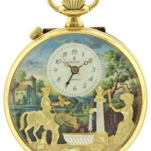 REUGE, Prunk- Taschenuhr, Musikspielwerk , 2 Automaten, Wecker, Box, Papiere