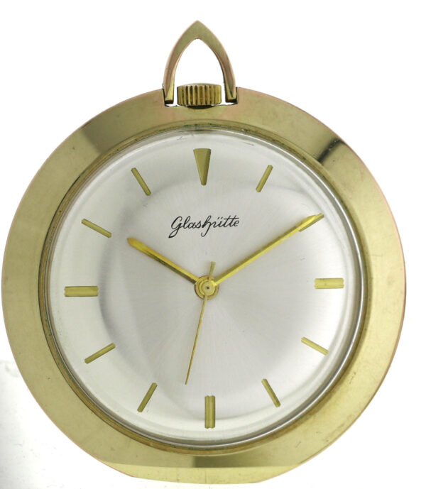 Rarität GUB Glashütte Taschenuhr Frackuhr Anhängeuhr Kal. 78 mit Box und Kette – Bild 2