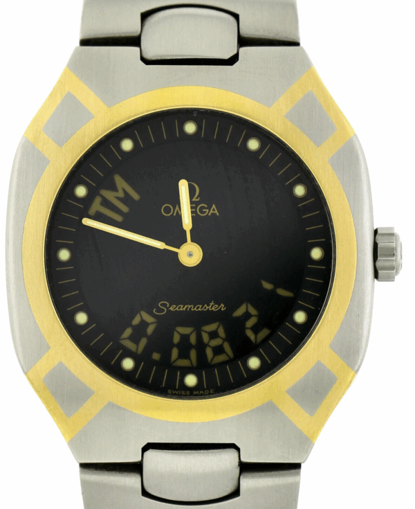 Omega Seamaster Polaris Multifunktion Stahl/750/18k Gold Quartz Uhr 36x32 Unisex