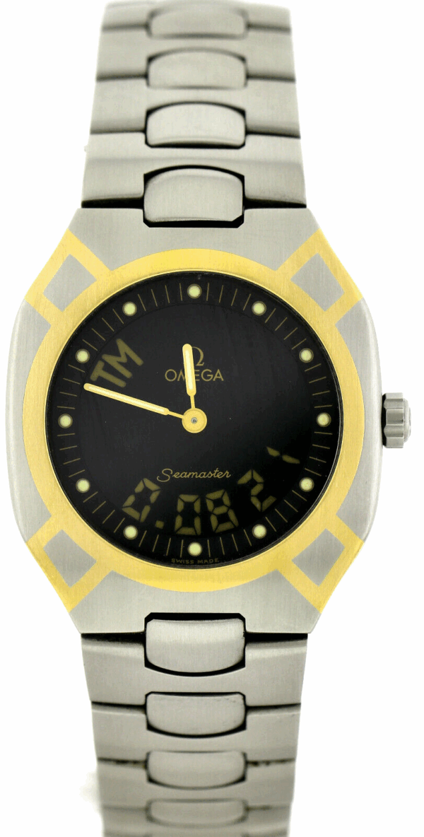Omega Seamaster Polaris Multifunktion Stahl/750/18k Gold Quartz Uhr 36x32 Unisex – Bild 2
