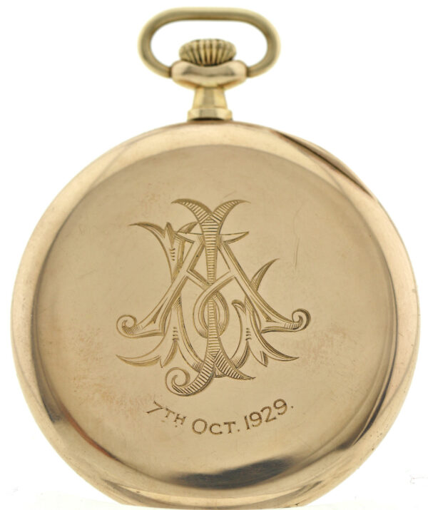 Reid, seltene, englische Herren-Taschenuhr, Open Face, 375/9k Rosé-Gold, um 1925 – Bild 7