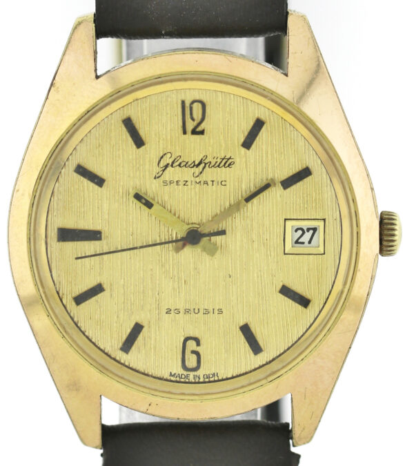 GUB Glashütte Spezimatic,  Kal. 75, mit seltenem Blatt in Borkenoptik, 35mm