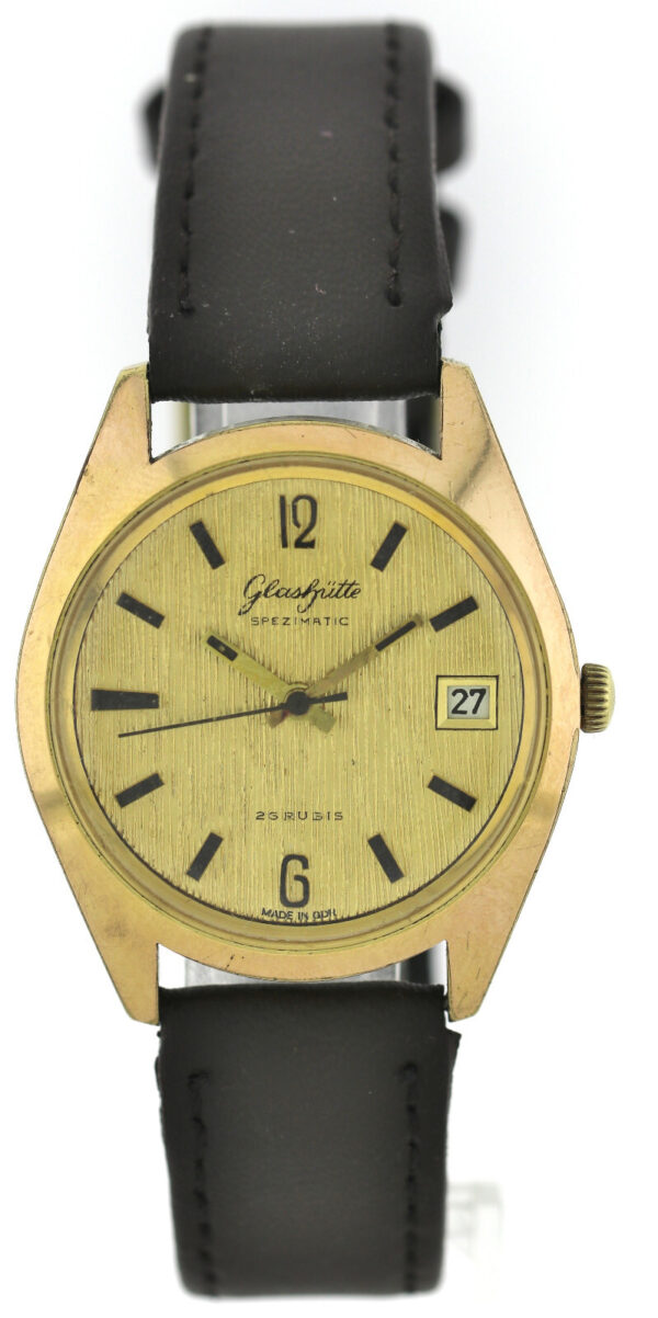 GUB Glashütte Spezimatic,  Kal. 75, mit seltenem Blatt in Borkenoptik, 35mm – Bild 2