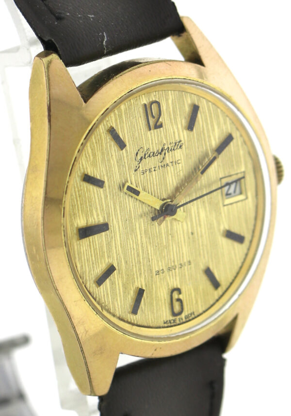 GUB Glashütte Spezimatic,  Kal. 75, mit seltenem Blatt in Borkenoptik, 35mm – Bild 5