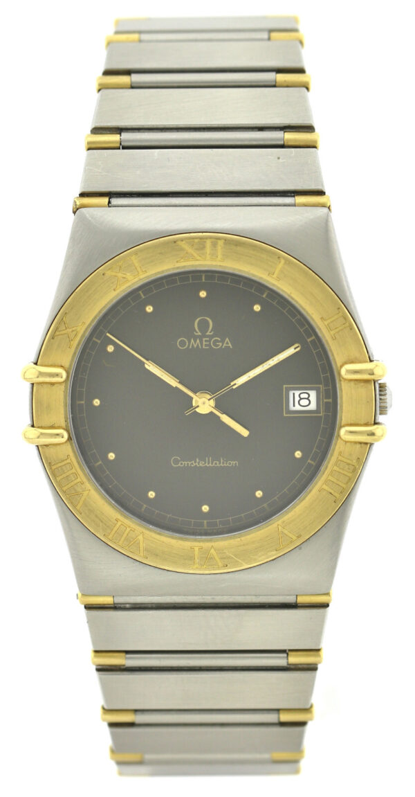 Omega Constellation Unisex Stahl/Gold, Quarz 34mm seltenes schwarzes Zifferblatt