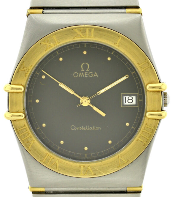 Omega Constellation Unisex Stahl/Gold, Quarz 34mm seltenes schwarzes Zifferblatt – Bild 2