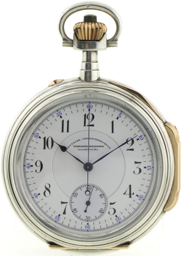 Rarität Wern. Rehork Deutsche Uhrmacherschule Glashütte DUS Schuluhr Chronograph – Bild 2