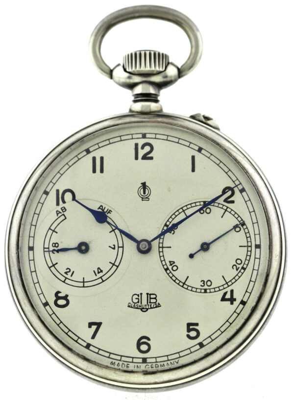 GUB Glashütte Q1, B-Uhr/ Beobachtungsuhr, Kal. 48, Auf und Ab,  Ø58mm, 900 Ag