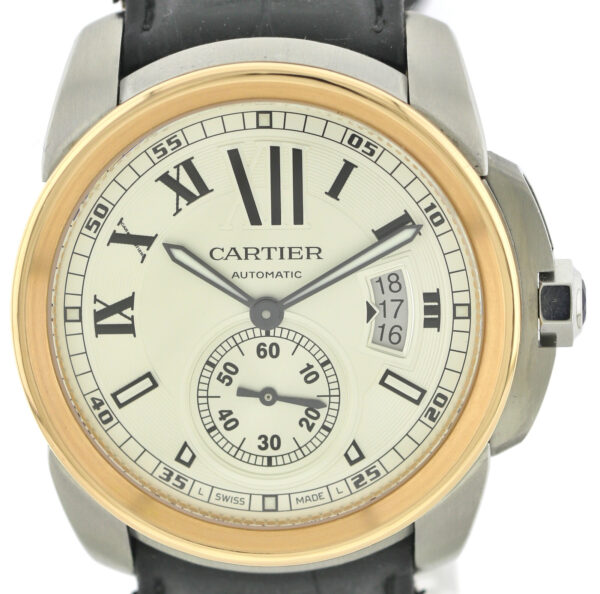 Cartier Calibre de Cartier, Automatic Herrenuhr, Ref. 3299 Stahl/Gold, Glasboden