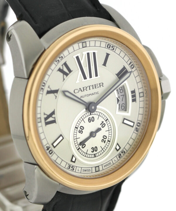 Cartier Calibre de Cartier, Automatic Herrenuhr, Ref. 3299 Stahl/Gold, Glasboden – Bild 5