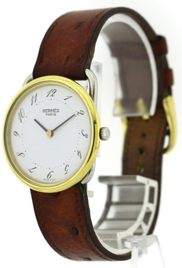 Hermes Arceau  Unisexuhr Ref. A92464 Stahl/ vergoldet Quarz 33mm – Bild 4