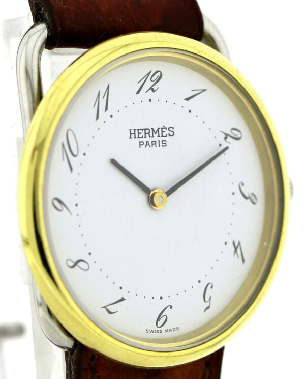 Hermes Arceau  Unisexuhr Ref. A92464 Stahl/ vergoldet Quarz 33mm – Bild 5