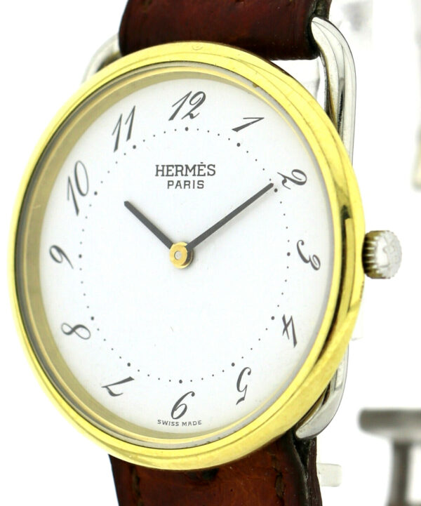 Hermes Arceau  Unisexuhr Ref. A92464 Stahl/ vergoldet Quarz 33mm – Bild 6