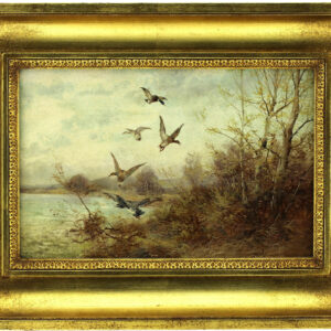 Ölgemälde, Max Hänger, (Hühnerhänger), seltenes Motiv, Enten am See