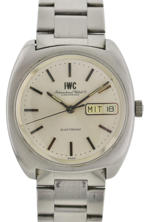IWC Electronic Stimmgabel Vintage Herren Armbanduhr ~1970er Tag -Datum Edelstahl – Bild 2