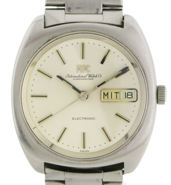 IWC Electronic Stimmgabel Vintage Herren Armbanduhr ~1970er Tag -Datum Edelstahl – Bild 3
