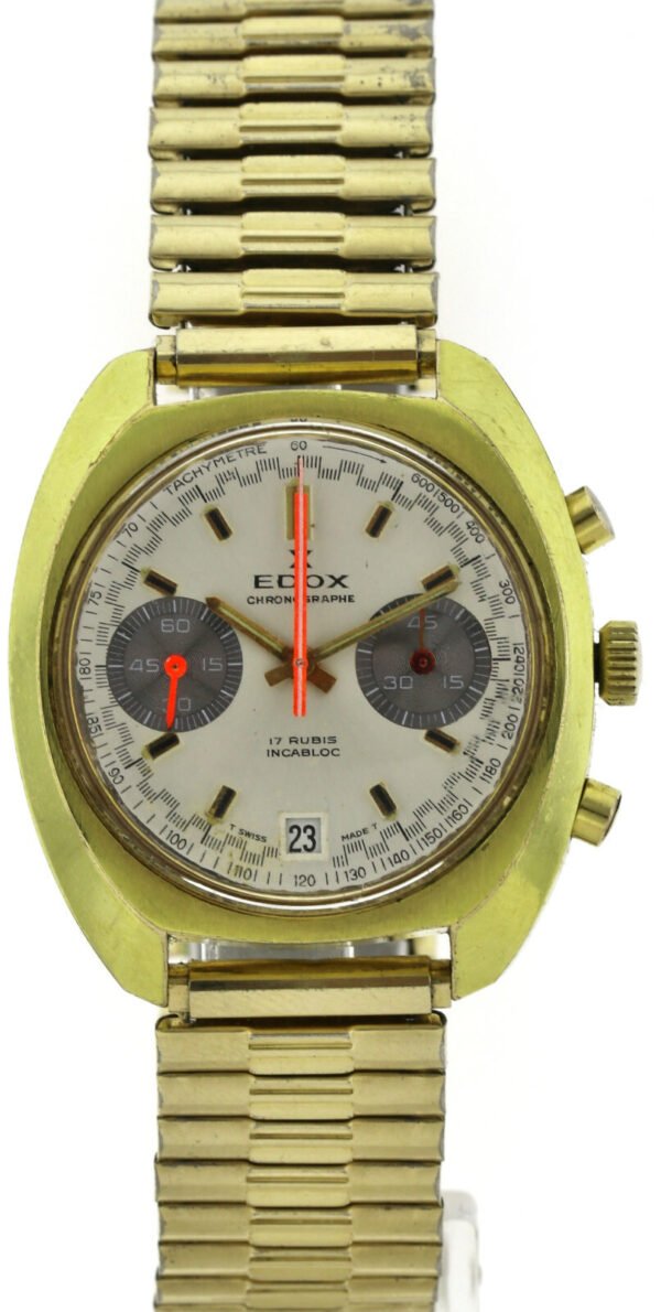 extrem seltener Edox Vintage- Herren- Chronograph, Handaufzug Kal. 7734, 70er – Bild 2