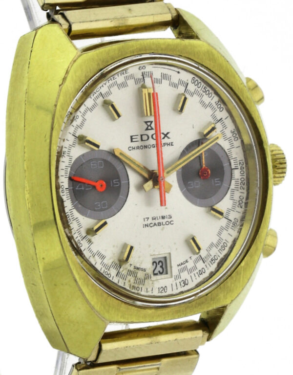 extrem seltener Edox Vintage- Herren- Chronograph, Handaufzug Kal. 7734, 70er – Bild 3